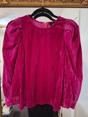 Velvet Puff-Sleeve Top